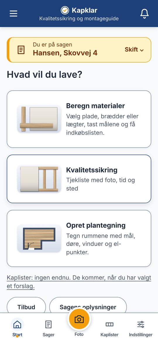 Kapklar: ny sag oprettet